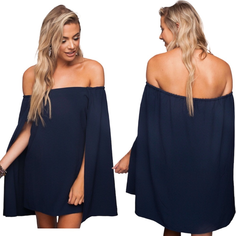 Buddy Love Navy Cape Dress "Jann" Size Lg